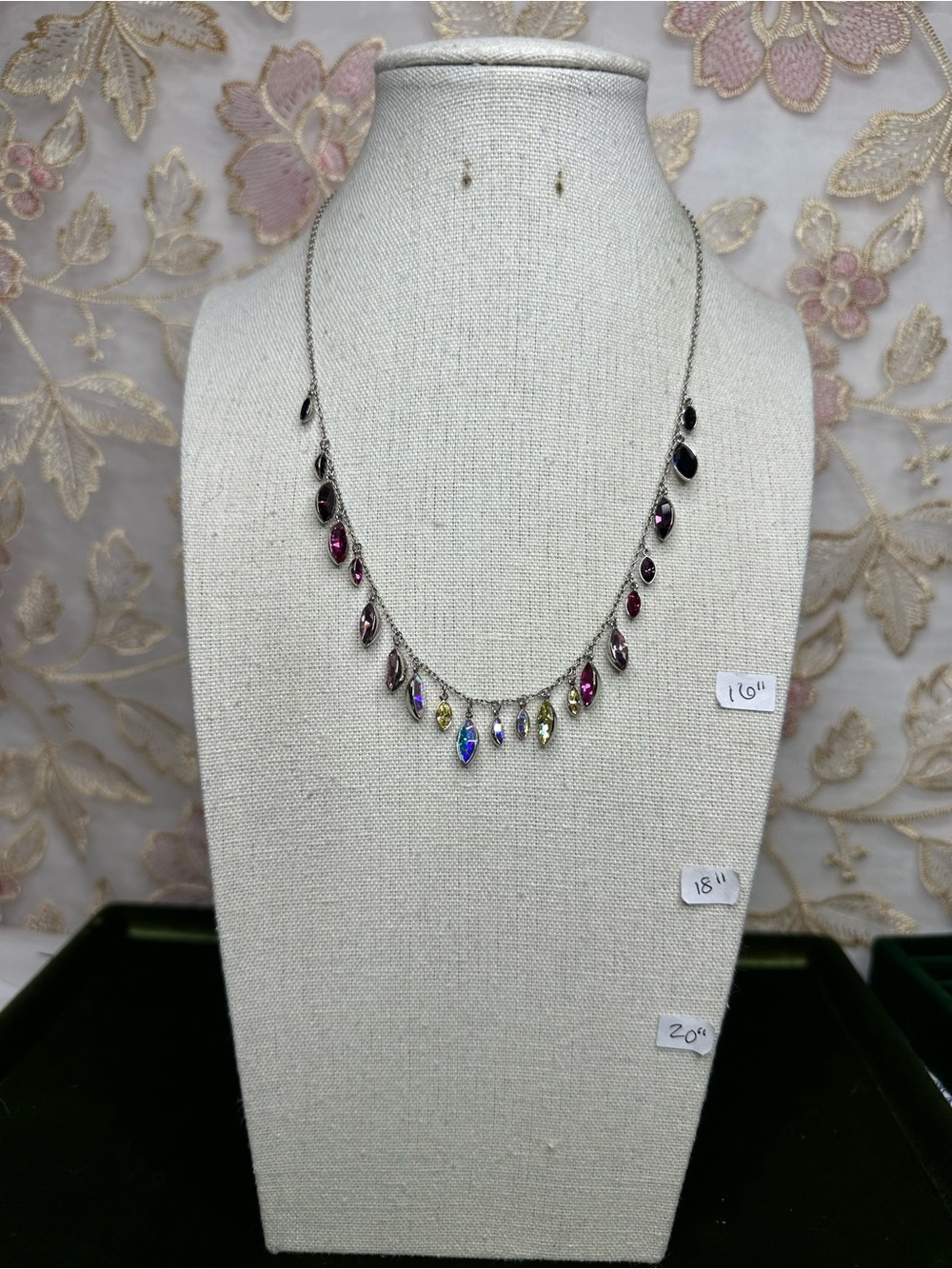 Swarovski Tody Thin Multi Colored Silver Tone Crystal Necklace